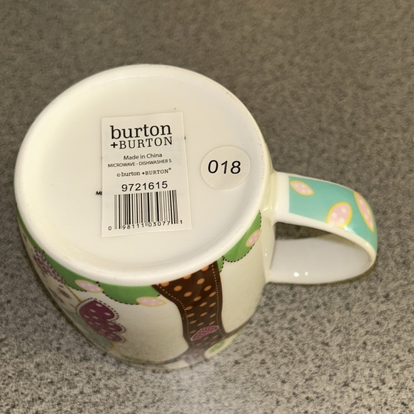 Burton & Burton Owl Mug Cup Calico Patchwork Turquoise 12 Oz. 2014 Whimsical - Picture 6 of 6